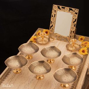 ست هفت سین برنجی هندی انتیک سیاه قلم
