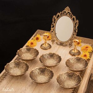 ست هفت سین برنجی هندی انتیک سیاه قلم