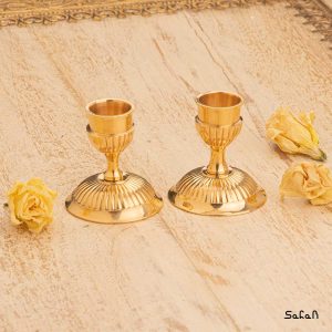 شمعدان برنجی هندی طلایی پایه دار