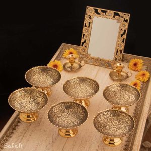 ست هفت سین برنجی هندی انتیک سیاه قلم