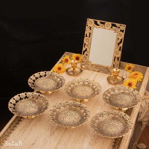 ست هفت سین برنجی هندی انتیک سیاه قلم