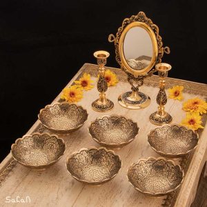 ست هفت سین برنجی هندی انتیک سیاه قلم