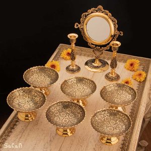 ست هفت سین برنجی هندی انتیک سیاه قلم
