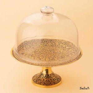 شیرینی خوری درب شیشه ای برنجی هندی طلایی انتیک