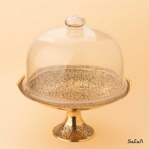 شیرینی خوری درب شیشه ای برنجی هندی طلایی انتیک