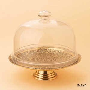 شیرینی خوری درب شیشه ای برنجی هندی طلایی انتیک