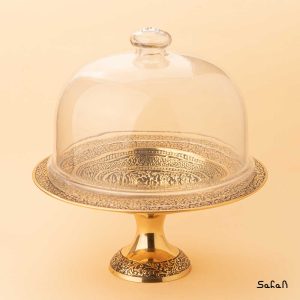 شیرینی خوری درب شیشه ای برنجی هندی طلایی انتیک