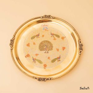سینی برنجی هندی طلایی میناکاری