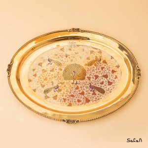 سینی برنجی هندی طلایی میناکاری