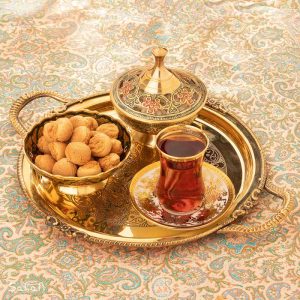 ست چایخوری برنجی هندی طلایی