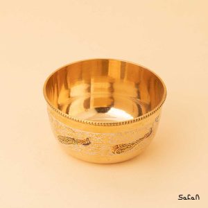 کاسه برنجی هندی طلایی میناکاری