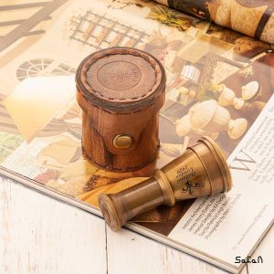 دوربین تلسکوپی برنجی هندی طلایی جعبه دار کیف دار