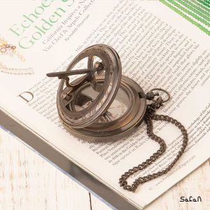 قطب نما برنجی هندی طلایی جعبه دار کیف دار درب دار
