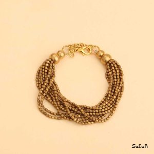 دستبند زیورالات هندی برنجی طلایی دست ساز زنانه