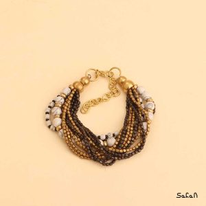 دستبند زیورالات هندی برنجی طلایی دست ساز زنانه
