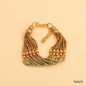 دستبند زیورالات هندی برنجی طلایی دست ساز زنانه