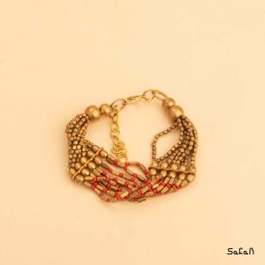 دستبند زیورالات هندی برنجی طلایی دست ساز زنانه