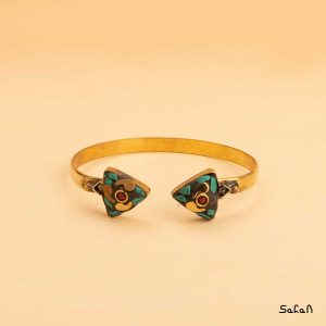 دستبند زیورالات هندی برنجی طلایی دست ساز زنانه