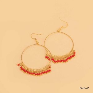 گوشواره زیورالات هندی برنجی طلایی دست ساز زنانه
