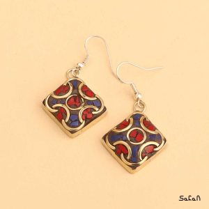 گوشواره زیورالات هندی برنجی طلایی دست ساز زنانه
