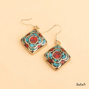 گوشواره زیورالات هندی برنجی طلایی دست ساز زنانه