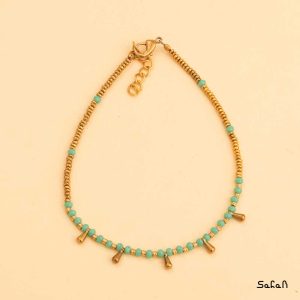 پابند خلخال زیورالات هندی برنجی طلایی دست ساز زنانه