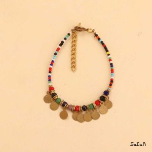 دستبند زیورالات هندی برنجی طلایی دست ساز زنانه
