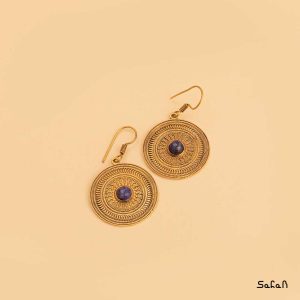گوشواره زیورالات هندی برنجی طلایی دست ساز زنانه