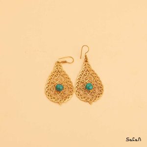 گوشواره زیورالات هندی برنجی طلایی دست ساز زنانه