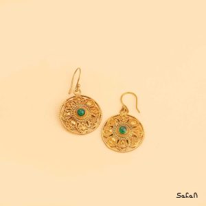 گوشواره زیورالات هندی برنجی طلایی دست ساز زنانه
