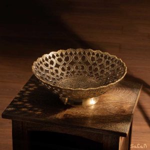 میوه خوری برنجی هندی طلایی سیاه قلم انتیک