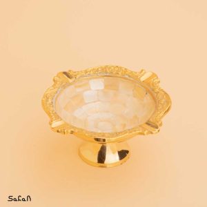 زیر سیگاری برنجی هندی طلایی صدفی