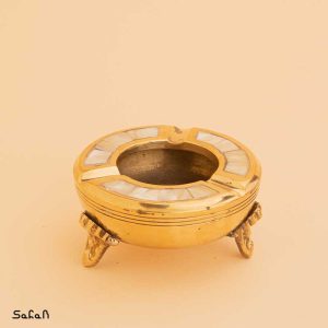 زیر سیگاری برنجی هندی طلایی صدفی