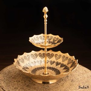شیرینی خوری دو طبقه برنجی هندی